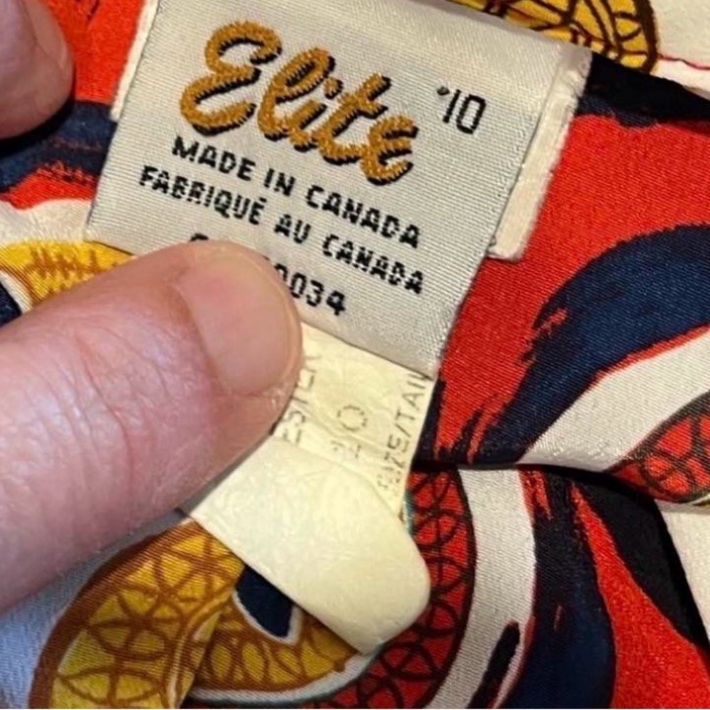 ELITE Red Vintage Graphic Blouse Size 10 - Picture 3 of 6